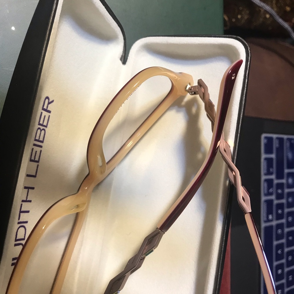 Judith Leiber Red Cat-Eye Optical Frames - Picture 7 of 11